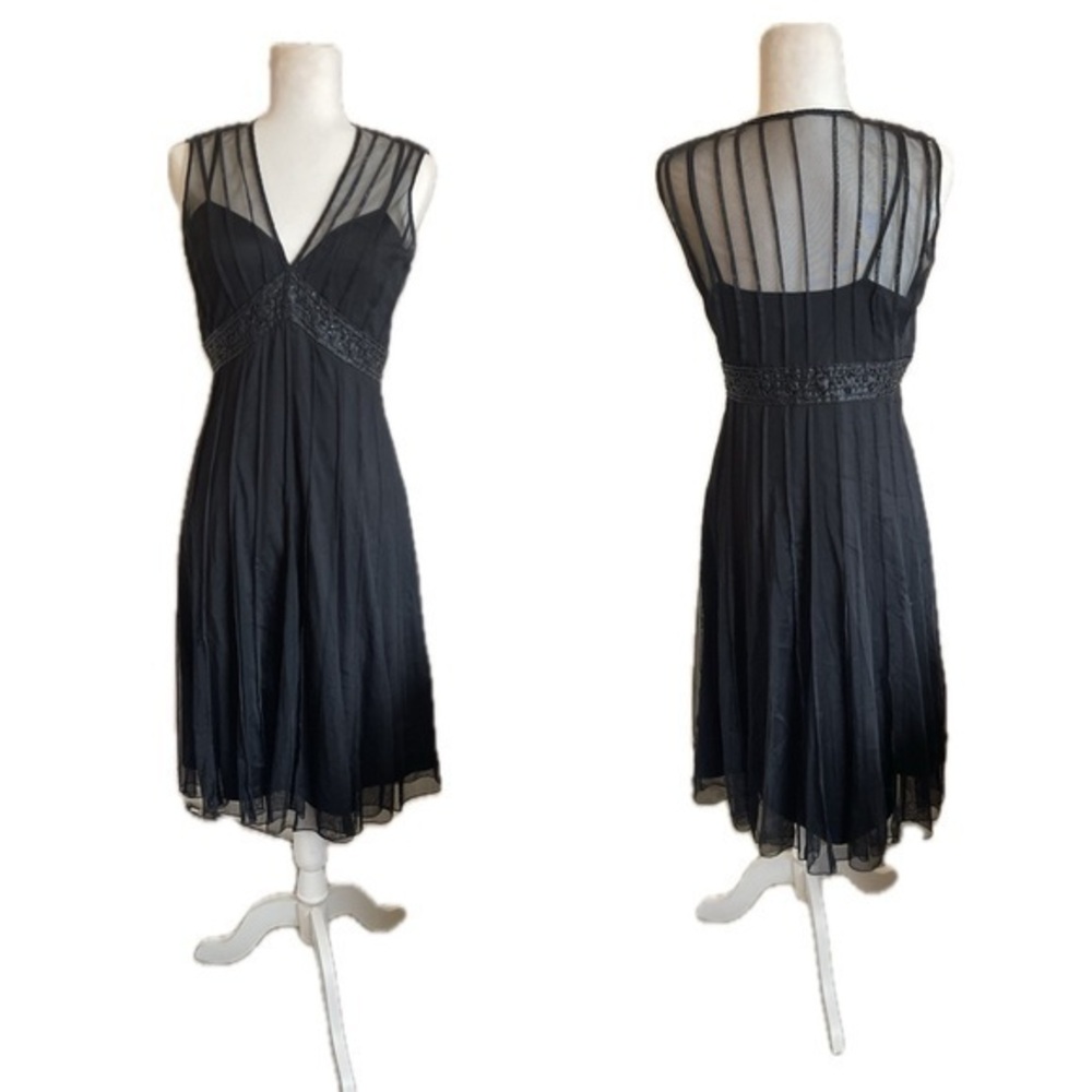 Y2K ICE Black Whimsigoth Fairy Goth Grunge Sheer Beaded Midi Dress Womens Size 8